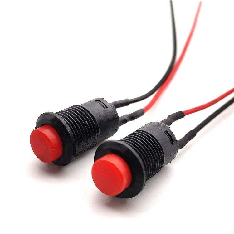 Wintai-Tech bouton de poussée bouton de cor 12v bouton de poussée bouton de démarrage 12mm bouton de poussée momentanée Commutateur avec assemblage de câble