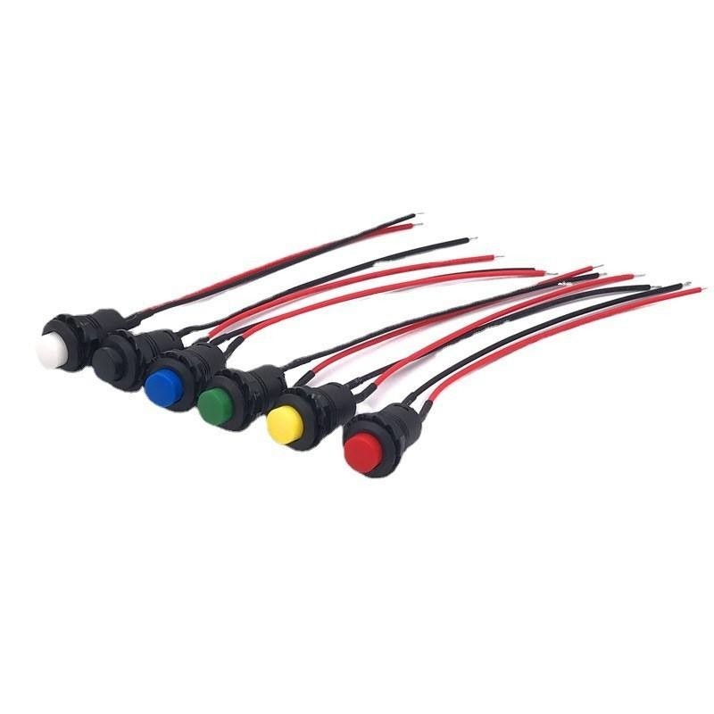 Wintai-Tech bouton de poussée bouton de cor 12v bouton de poussée bouton de démarrage 12mm bouton de poussée momentanée Commutateur avec assemblage de câble