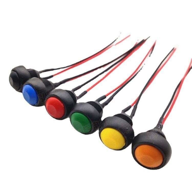 Wintai-Tech bouton de poussée bouton de cor 12v bouton de poussée bouton de démarrage 12mm bouton de poussée momentanée Commutateur avec assemblage de câble