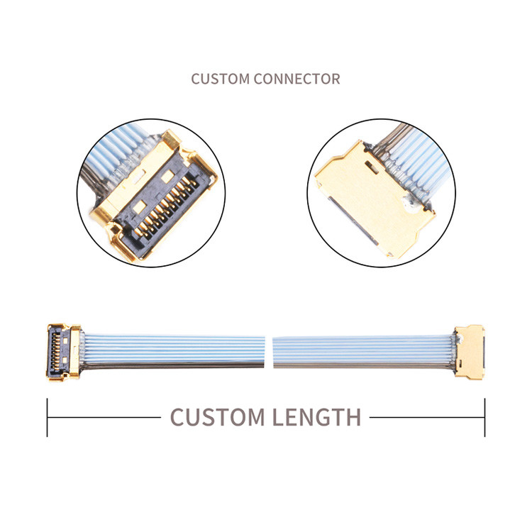 LVDS câble Ligne de câblage UY 10P 0,35 mm Pitch I Pex 20857-010T-01 Assemblages de câbles pour câble coaxiale micro Ipex
