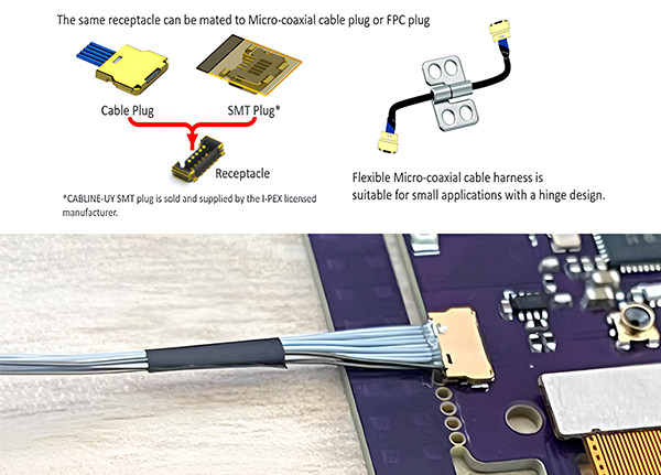LVDS câble Ligne de câblage UY 10P 0,35 mm Pitch I Pex 20857-010T-01 Assemblages de câbles pour câble coaxiale micro Ipex