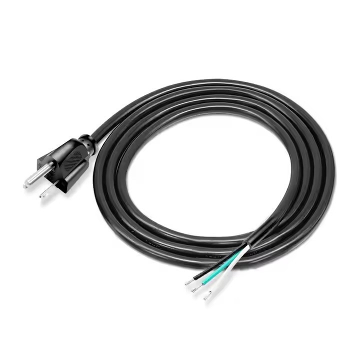 Cordon électrique américain de haute qualité 3 broches en PVC noir 3 broches en cuivre pur 18awg 1,5 mètre 5 pieds pelé et en conserve pour la maison
