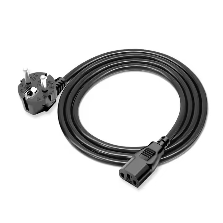 Cable de ligne d'extension 3G noir Cordon d'alimentation CA en stock cuivre CEI Europe UE VDE Pure CEE PVC 0,75 mm 1,5 M Boîte de carton