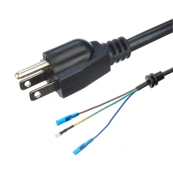 ETL certifié 3 cœurs de cuivre SJTW 10/12/14 Awg 3 fils isolés en PVC à 3 branches Nema 5-15p à bout nu câbles d'alimentation CA