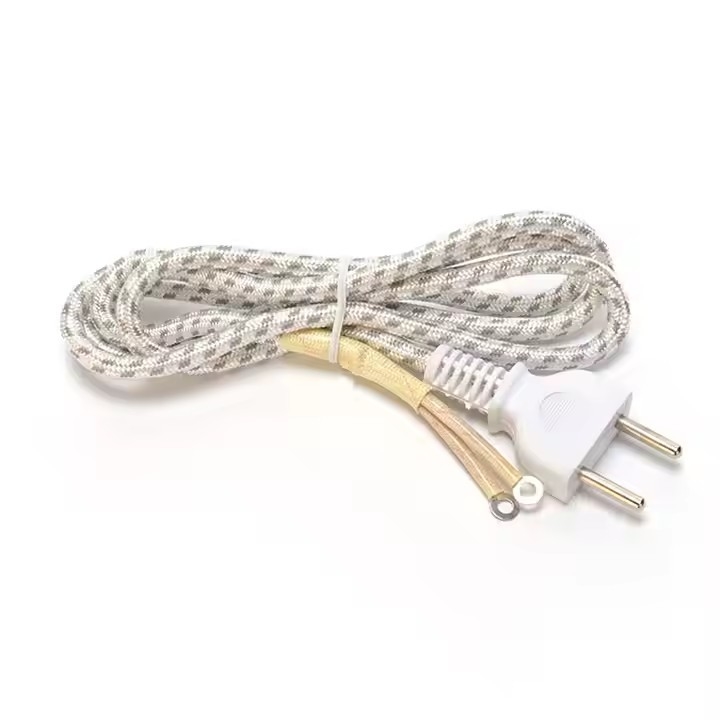 Vente à chaud 2 broches 220v 16a fil tressé câble électrique câble LED lampe E27 DC cuivre câble d'alimentation Karachi pour le fer au Pakistan