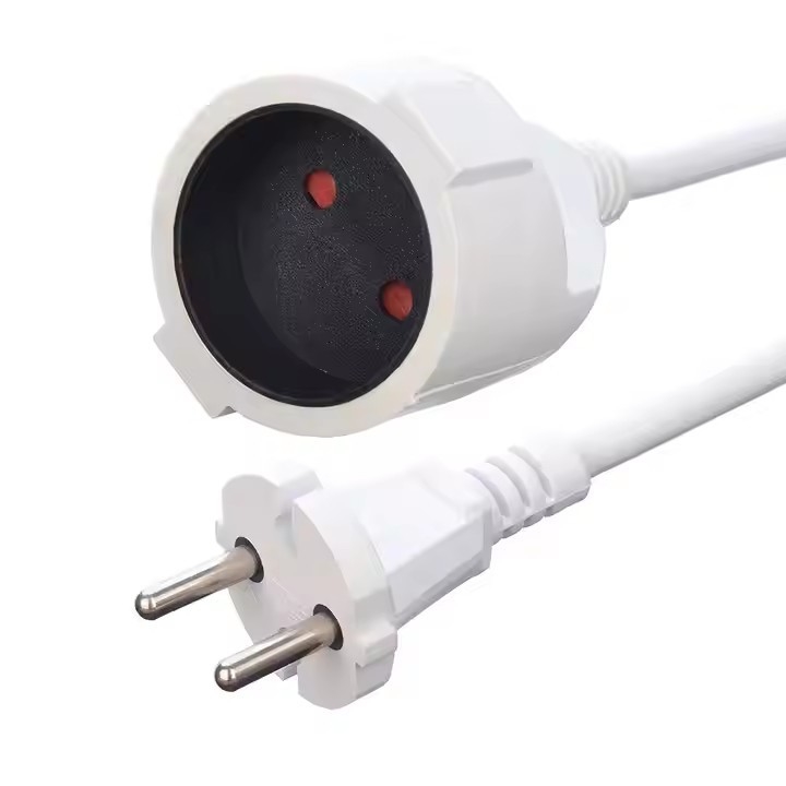 Fabrique directe VDE 10A câbles d'alimentation de qualité câbles d'extension blanc 2 broches prises et prises pour électroménager