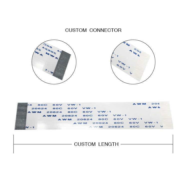 0.5 mm 35 broches Ffc Fpc câble plat flexible UL Standard 150 mm de longueur