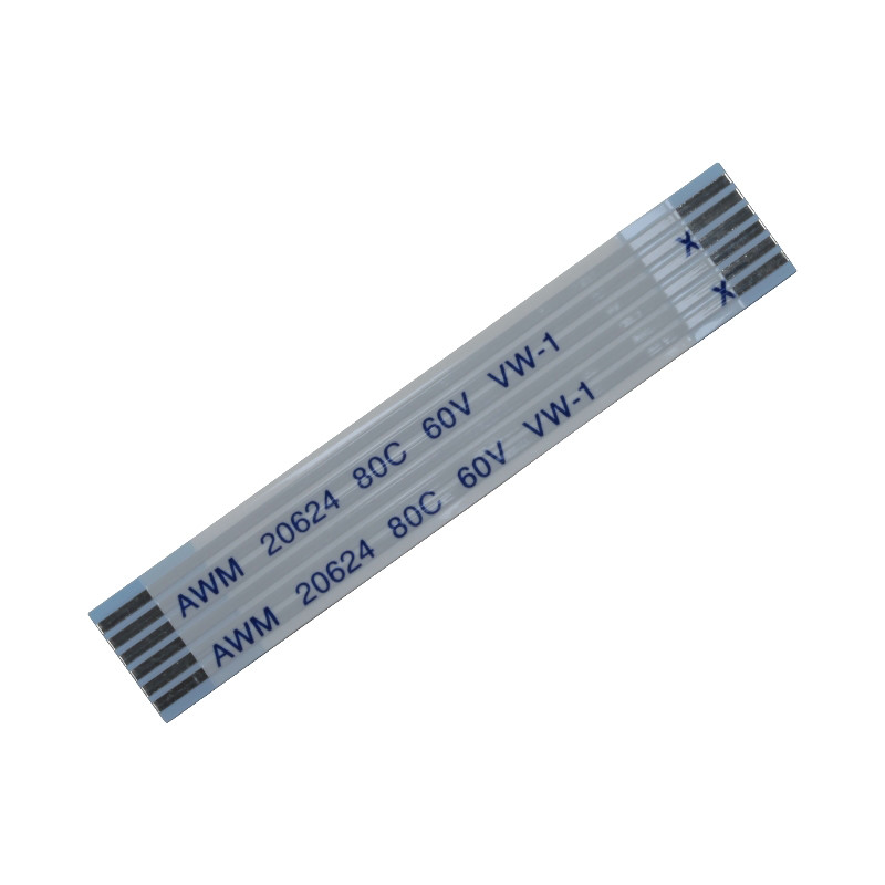 Cable FFC personnalisé 6 broches 1,25 mm d'envergure Longueur totale 30 ~ 2000 mm P7 Type Flexible Flat FFC Awm Cable pour électronique