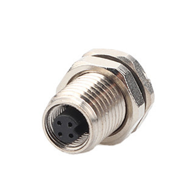 M5 Code-A 4Pin Panneau de connecteur industriel circulaire imperméable à l'eau Flange PCB