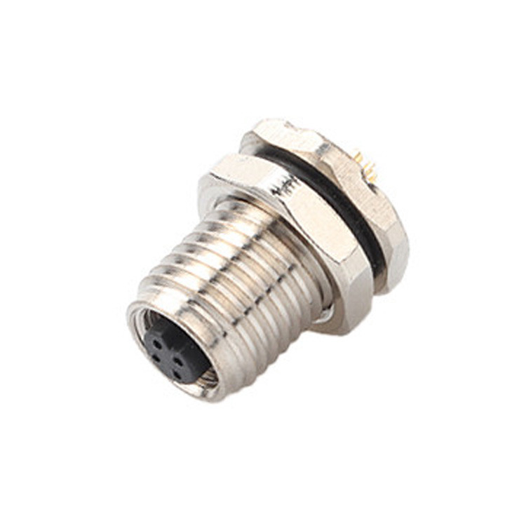 M5 Code-A 4Pin Panneau de connecteur industriel circulaire imperméable à l'eau Flange PCB