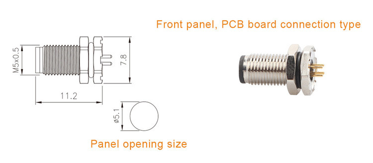 Connecteur circulaire d'usine M5 Code-A Série imperméable à l'eau Panneau Flange PCB mâle Socket Support 3-Core Et 4-Core