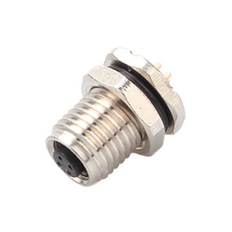 Connecteur circulaire personnalisé de l'usine M5 code-A 4Pin série imperméable aux eaux Mates féminins avec M5 panneau de bride de la prise de PCB mâle