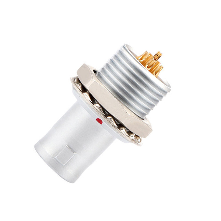 Solution industrielle d'auto-verrouillage 8Pin T2 avec panneau de connecteur circulaire, prise fixe sans dispositif de verrouillage