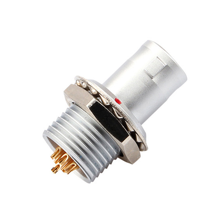 Solution industrielle d'auto-verrouillage 8Pin T2 avec panneau de connecteur circulaire, prise fixe sans dispositif de verrouillage