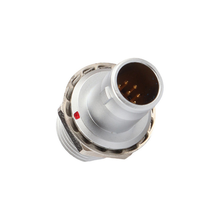 Solution industrielle d'auto-verrouillage 8Pin T2 avec panneau de connecteur circulaire, prise fixe sans dispositif de verrouillage