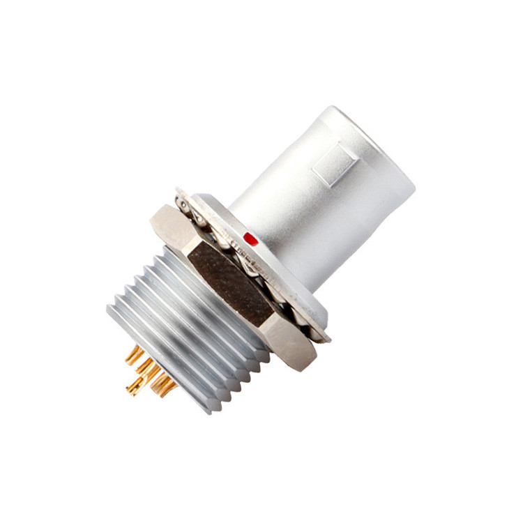 Solution industrielle d'auto-verrouillage 8Pin T2 avec panneau de connecteur circulaire, prise fixe sans dispositif de verrouillage