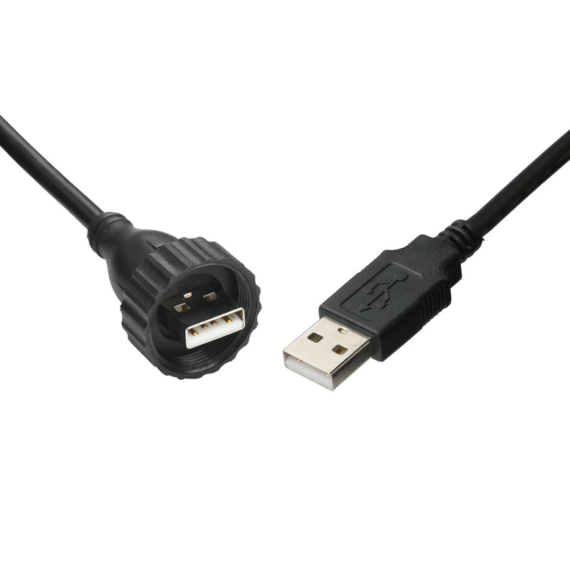 Interface imperméable à l'eau USB2.0 de type A mâle de type M vers USB2.0 câble câble de connexion fixe de données industriel pour véhicule