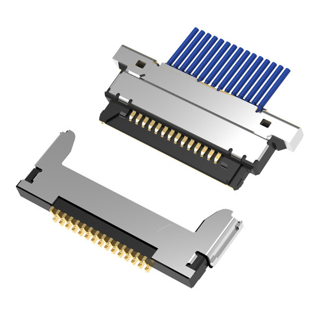 Assemblage de câble micro coaxiale 20345-015T-32R avec 15 broches, avec une inclinaison de 0,4 mm et un type d'accouplement horizontal microcoax