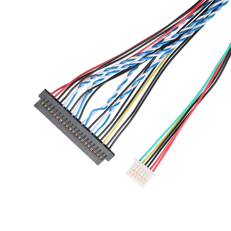 Assemblage de câbles LVDS OEM/ODM du JAE FI-X30HL 30P 1,0 mm de hauteur au JAE FI-S20S 20P et SHLP-6P