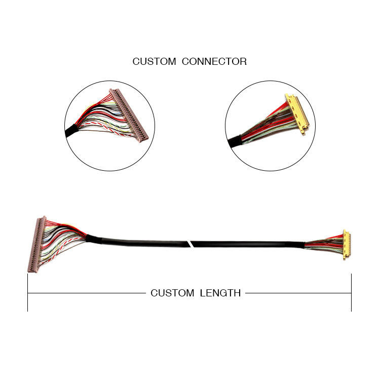 Cable LVDS pour moniteur LCD de 30 broches à 30 broches I PEX 20453 20633 avec une hauteur de 0,4 mm / 1,25 mm
