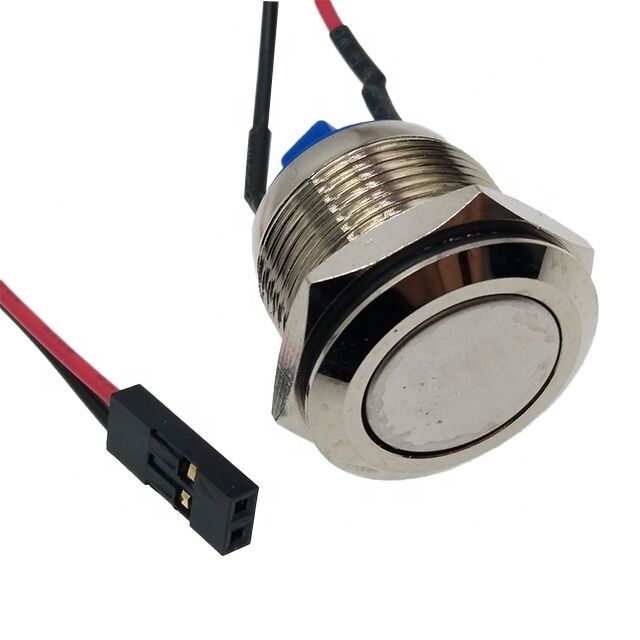 IP65 19,2 mm Montage de panneau 12v SPST Commutateur à bouton de pression momentané avec 2Pin Dupont et câble 50cm