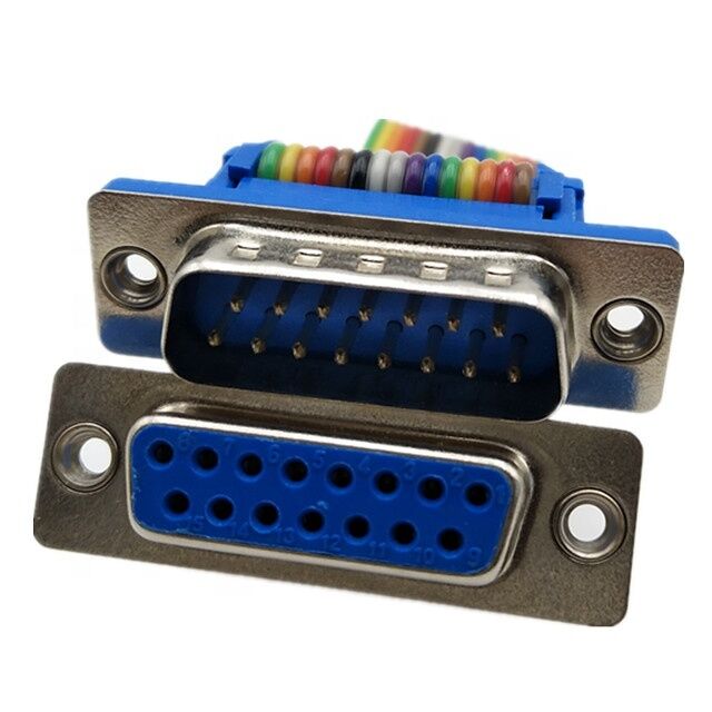 Assemblage de câble plat RS232 15 broches D-Sub plaqué or avec longueur personnalisable