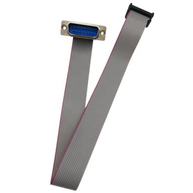 D-Sub 15 pin DB15 mâle à 16 pin femelle IDC 2,54 mm de hauteur enduit d'or câble à ruban plat
