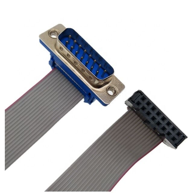 D-Sub 15 pin DB15 mâle à 16 pin femelle IDC 2,54 mm de hauteur enduit d'or câble à ruban plat