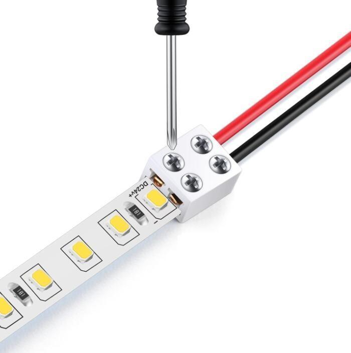 RY 8mm 25pcs Solderless LED Tape Light Connector 2 Pin Screw Down Terminal Block Connector Led Connectors for Strip Lights