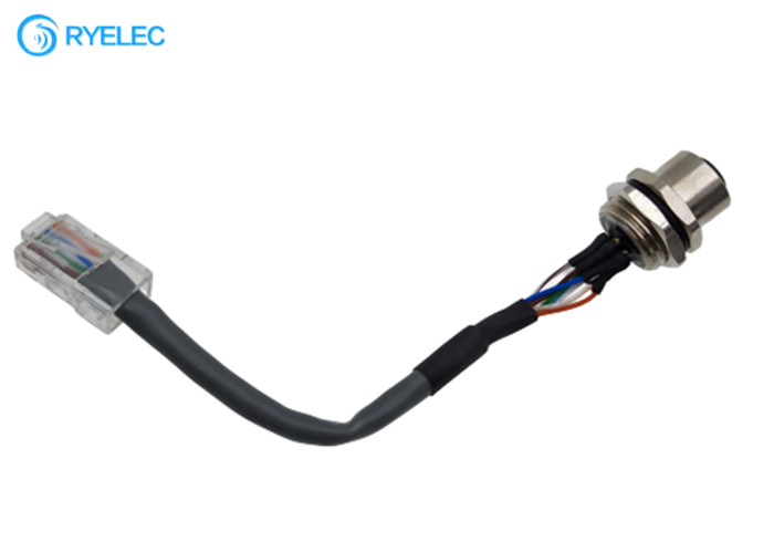 Connecteur fait sur commande de M12 8 Pin Panel Mount Waterproof Female au câble de réseau du rond Rj45