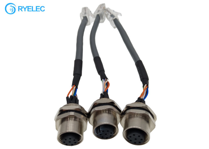 Connecteur fait sur commande de M12 8 Pin Panel Mount Waterproof Female au câble de réseau du rond Rj45