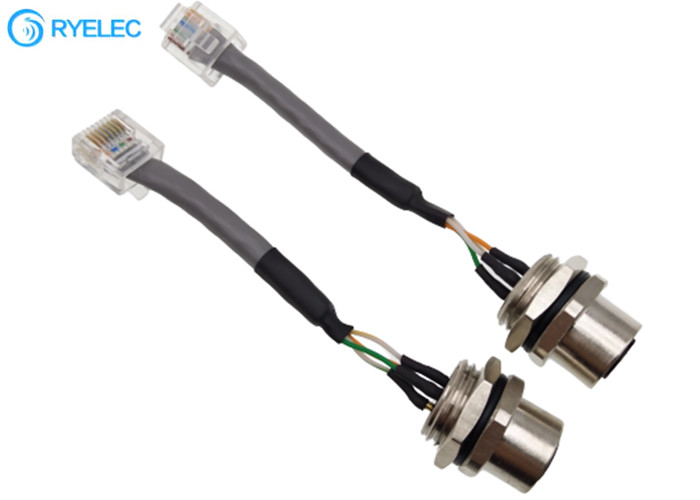 Connecteur fait sur commande de M12 4 Pin Panel Mount Waterproof Female au câble de réseau du rond RJ45