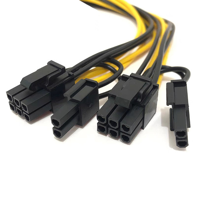 Mâle de Pcie 6pin à conjuguer diviseur 18awg 100MM 20CM de cable électrique de Gpu du mâle 8pin