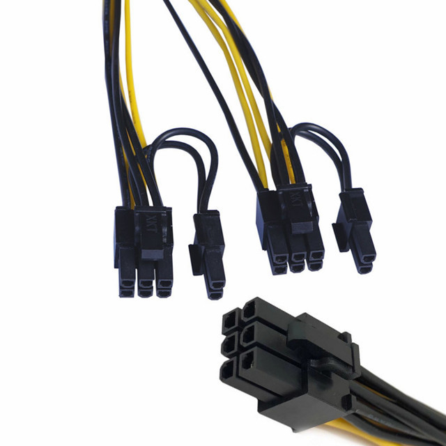 Mâle de Pcie 6pin à conjuguer diviseur 18awg 100MM 20CM de cable électrique de Gpu du mâle 8pin
