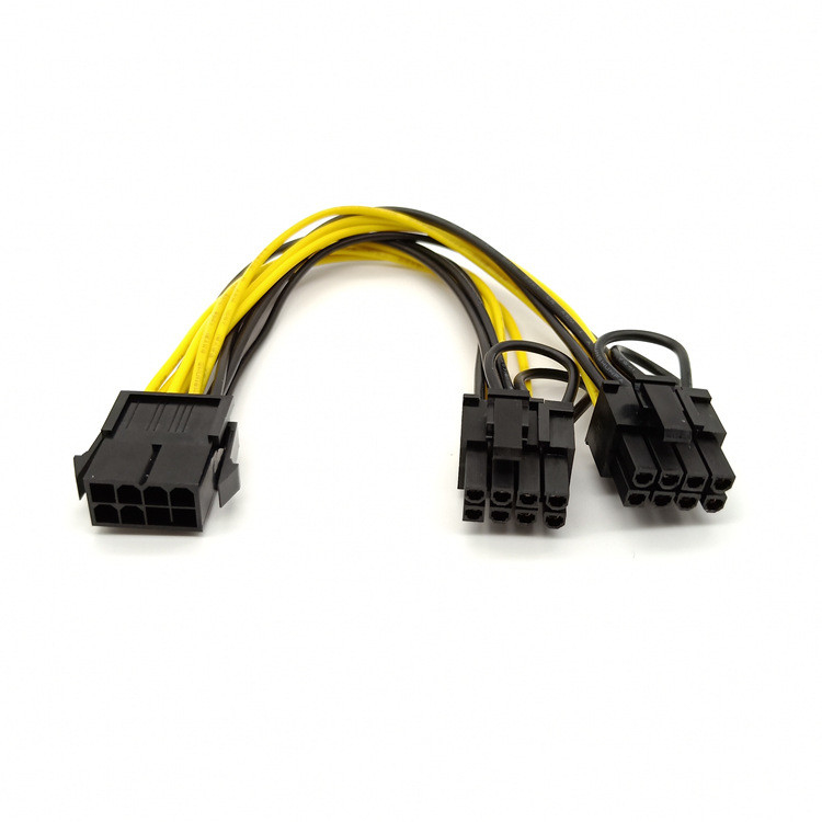 La femelle de Pcie 8pin à conjuguer convertisseur de puissance de diviseur du VGA du mâle 2pin de PciE 6 câblent 18awg 20cm pour la carte vidéo de Gpu de graphiques