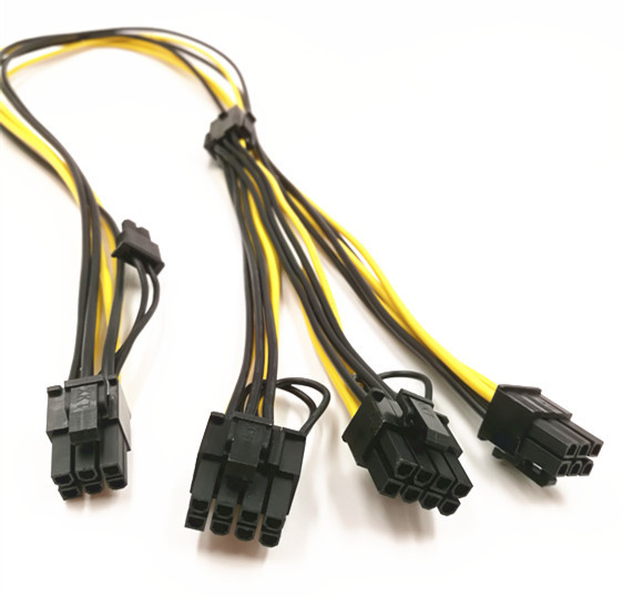 6 cable électrique de pCIE de Pin Male Connector To Dual 6+2 Pin Male Connector